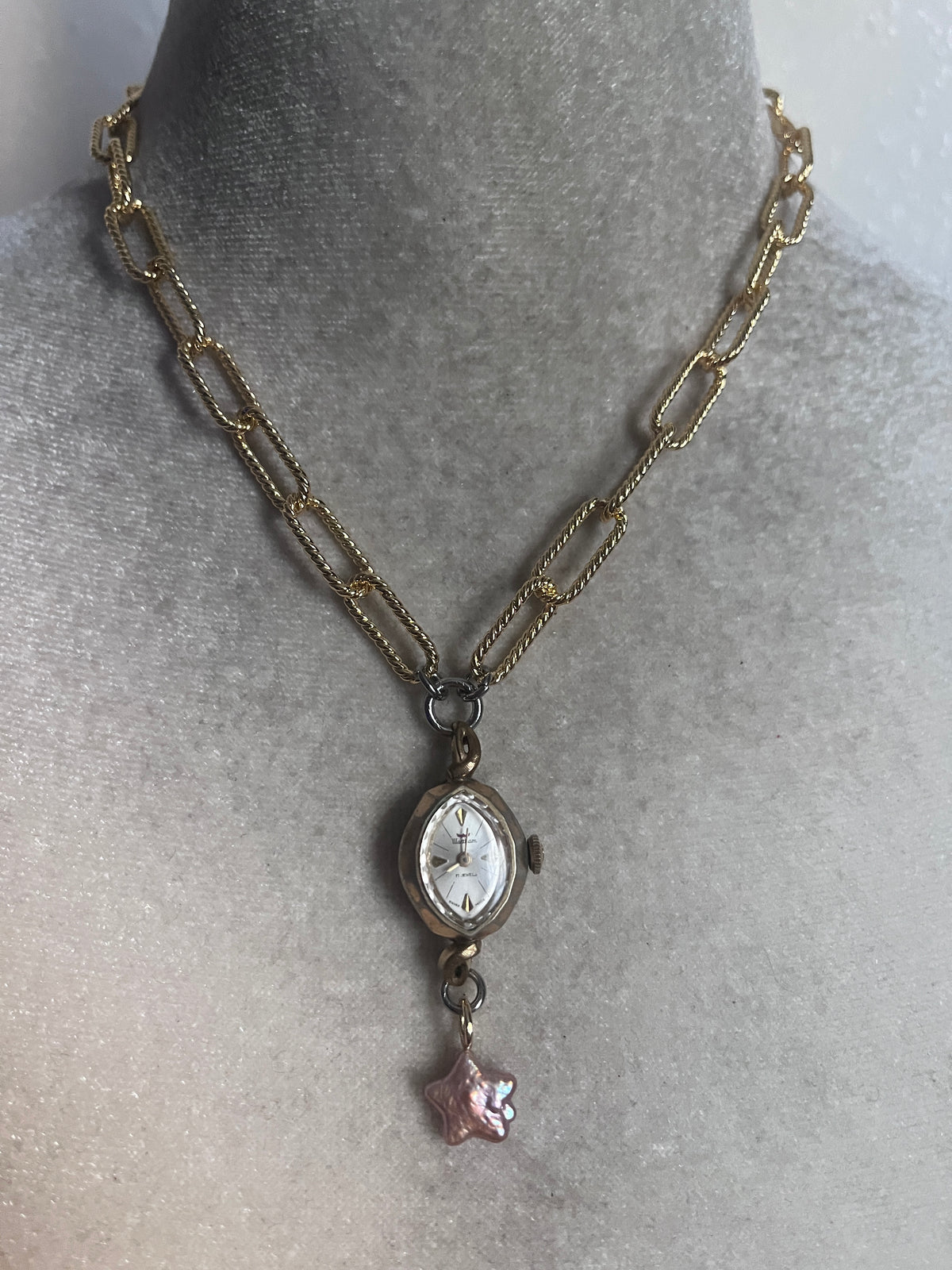 Star pearl watch necklace