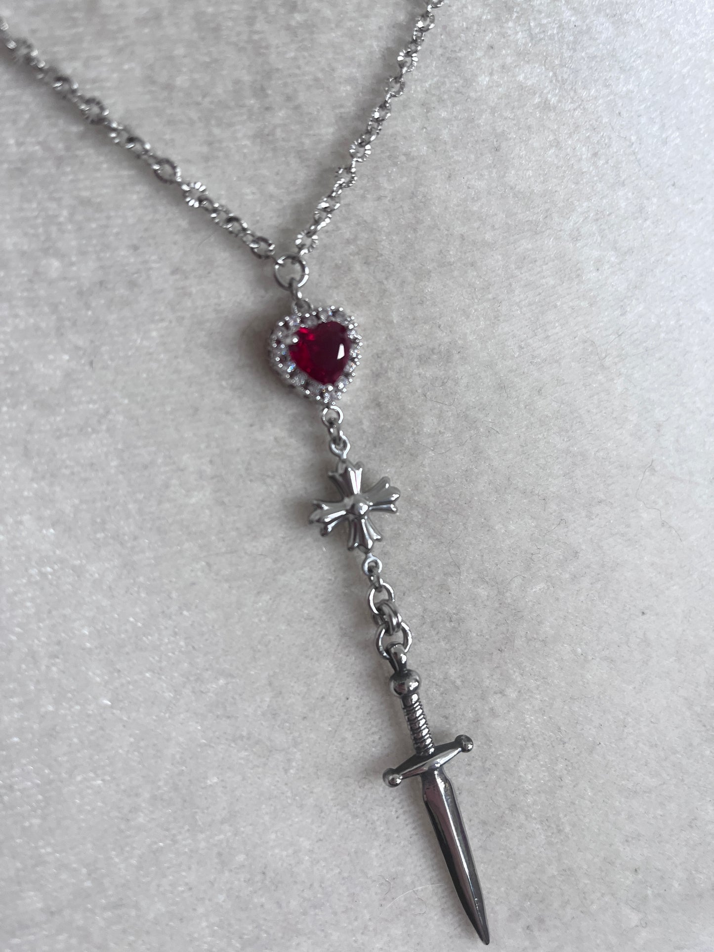 Red Heart Sword Necklace