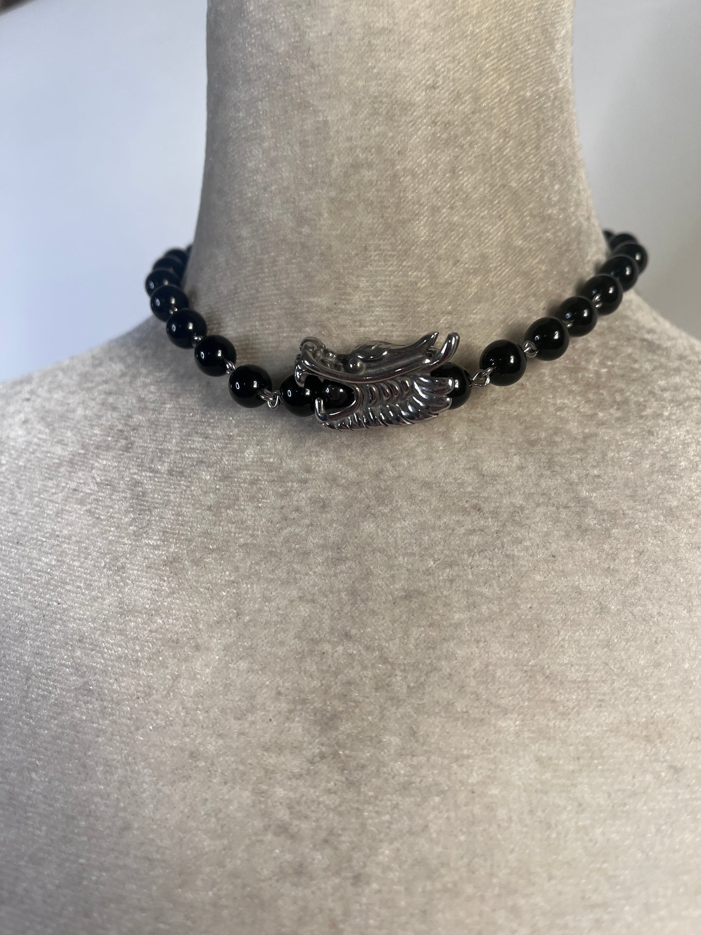 Black Onyx Silver Dragon