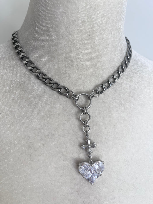 Lariat Heart choker necklace