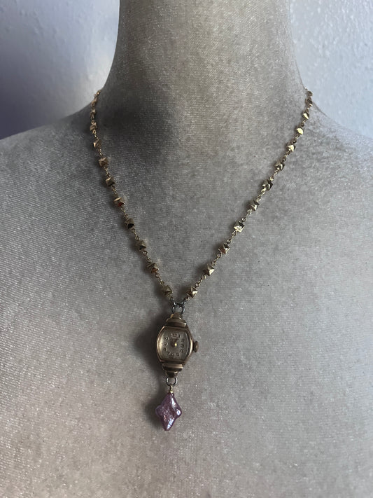 Fresh water pearl watch necklace