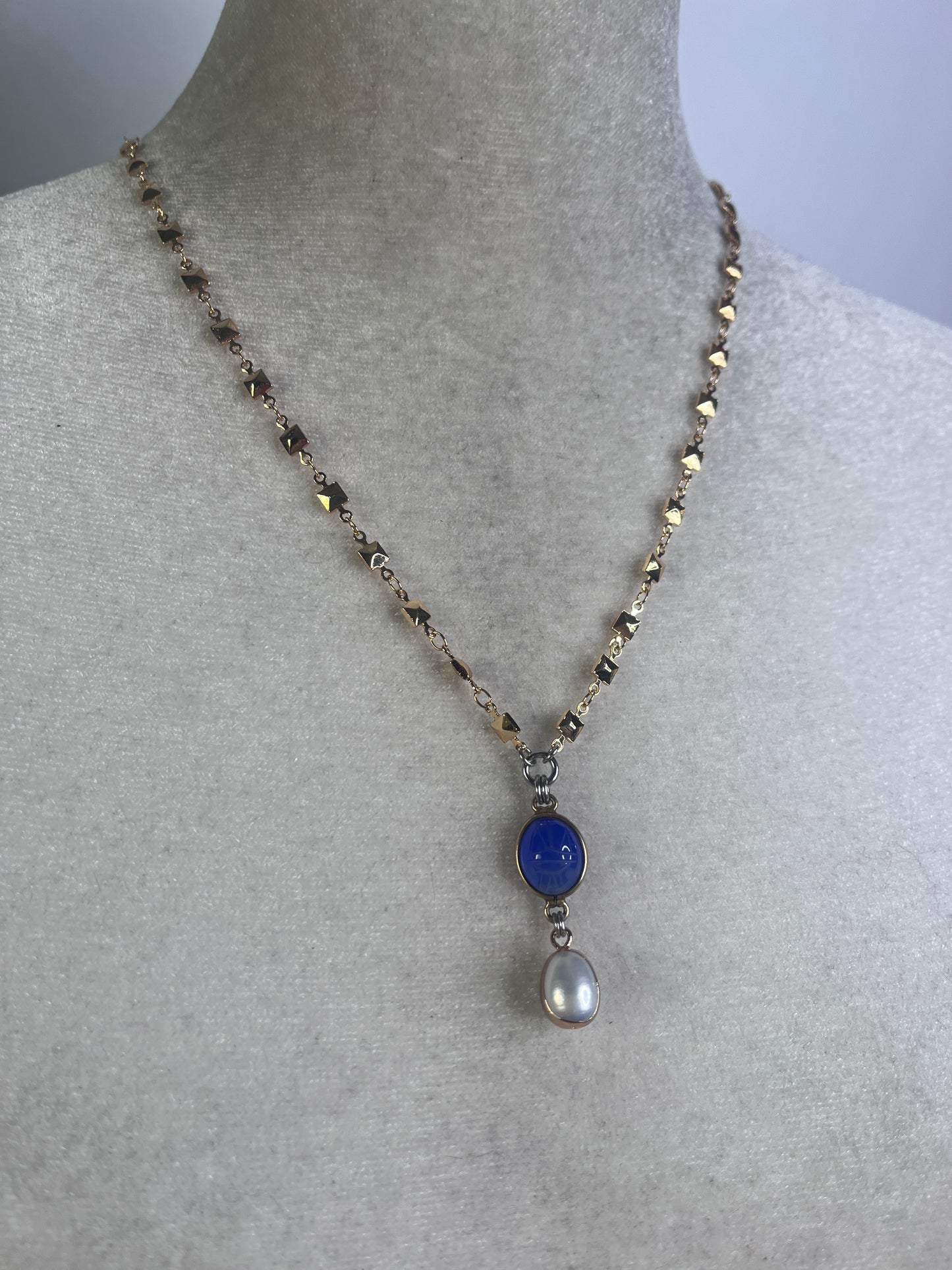 Vintage scarab and pearl necklace