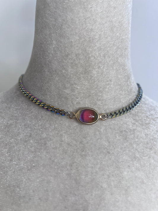 Vintage Rainbow Glass Rainbow chain choker