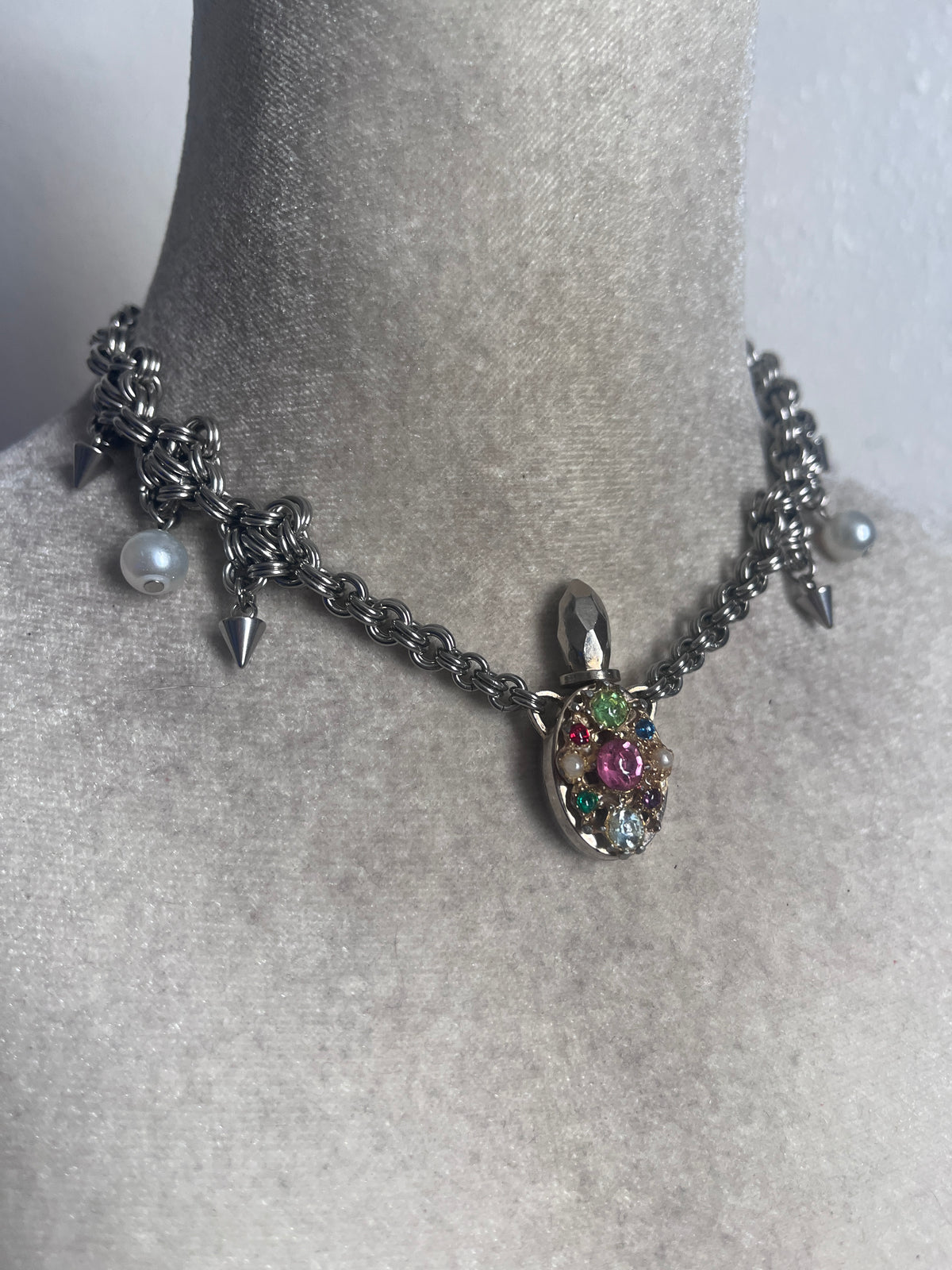 Perfume bottle chainmail choker