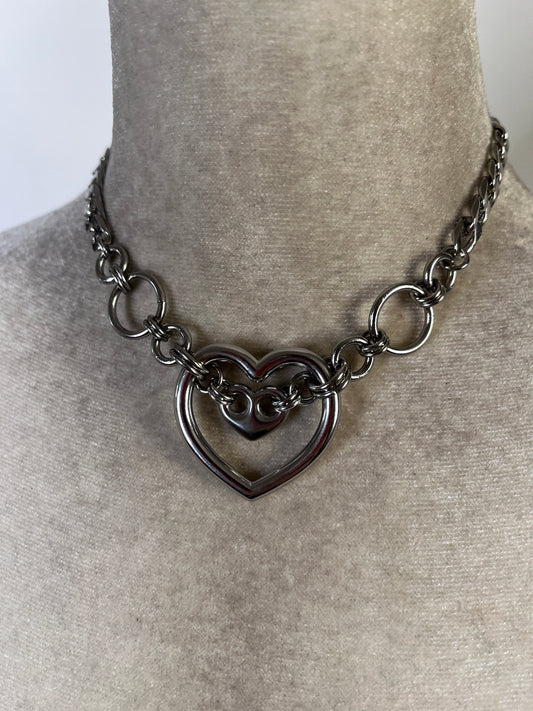 New stainless Hearts choker