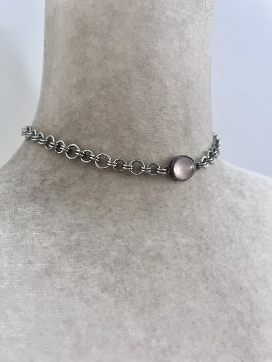 Rose quartz scarab choker