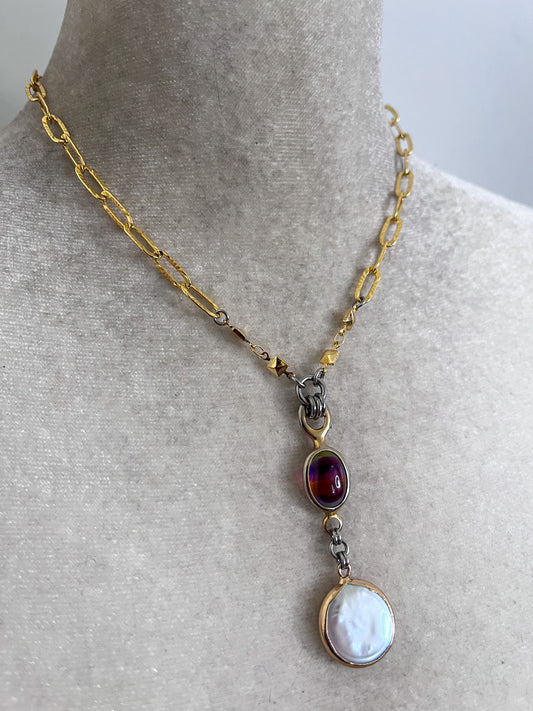Vintage Rainbow Glass necklace
