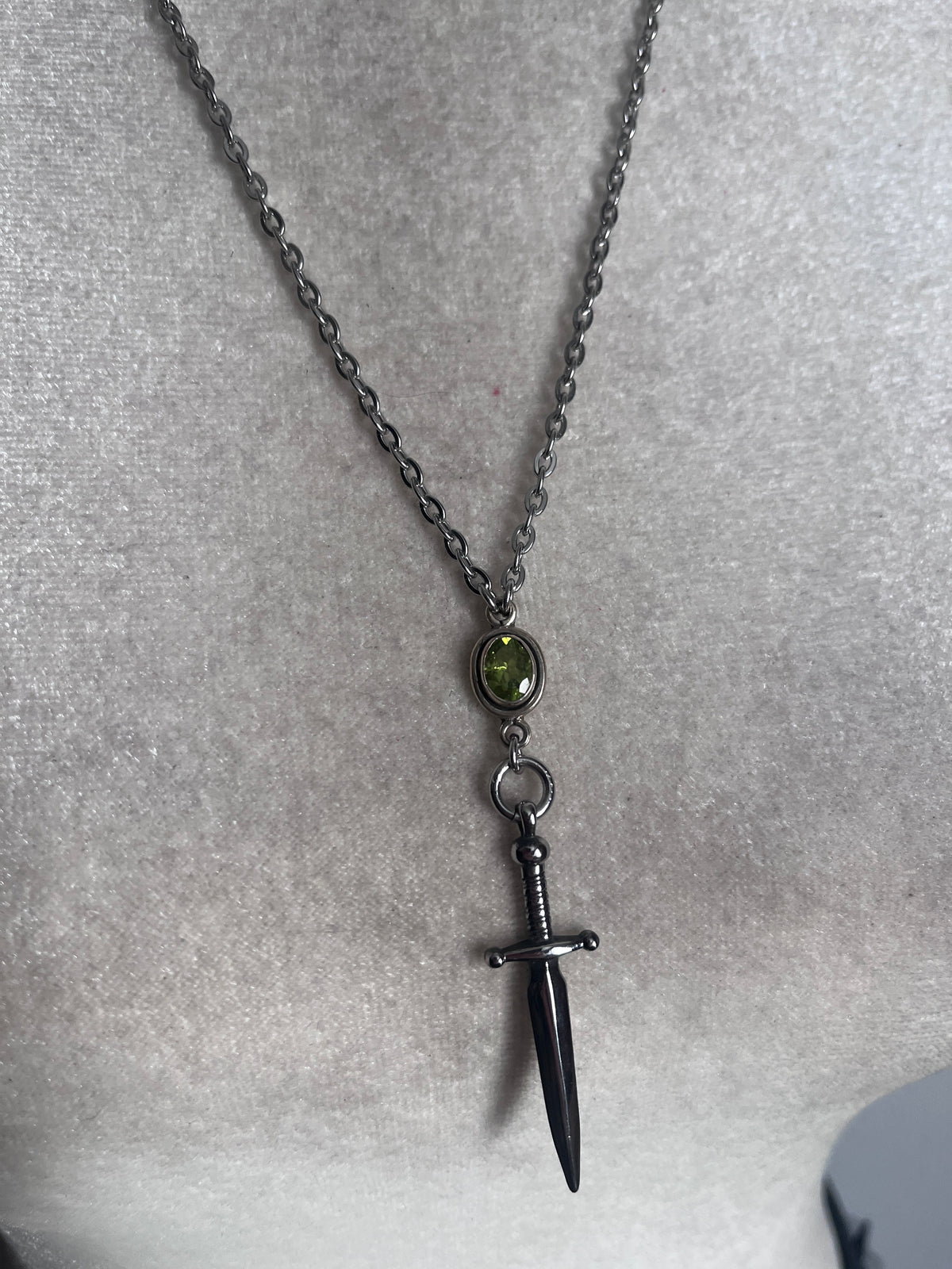 ￼Peridot sword necklace
