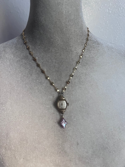 Fresh water pearl watch necklace