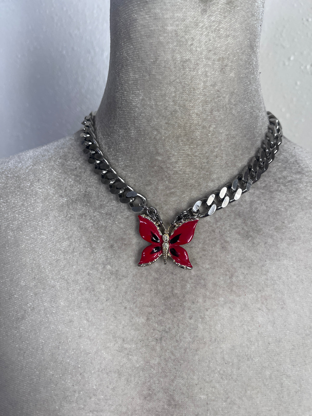Red butterfly choker