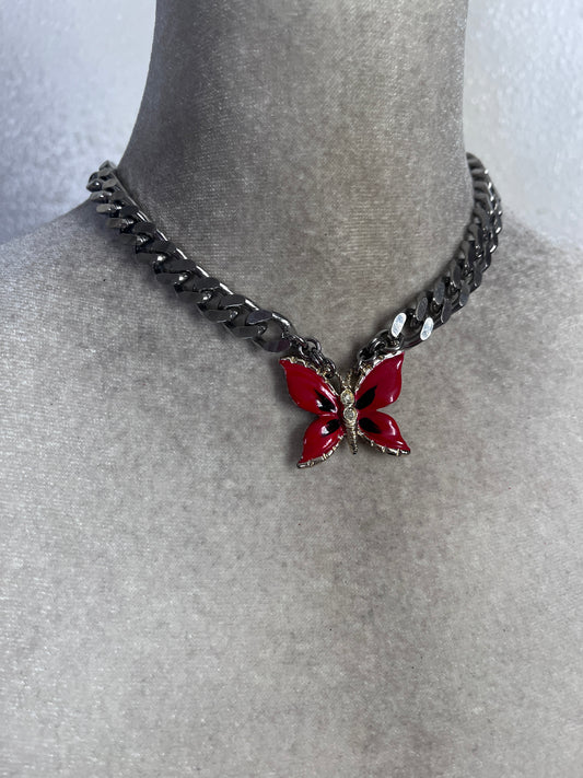Red butterfly choker