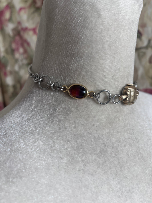 Vintage watch/Rainbow Glass choker