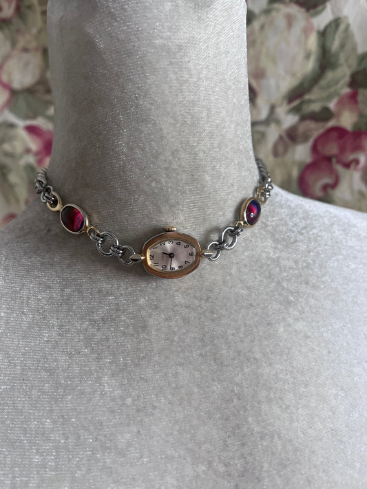 Watch choker with Rainbow Glass charms