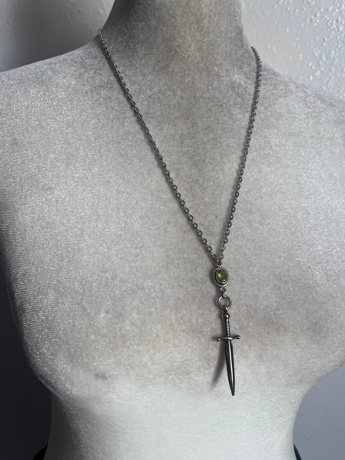 ￼Peridot sword necklace