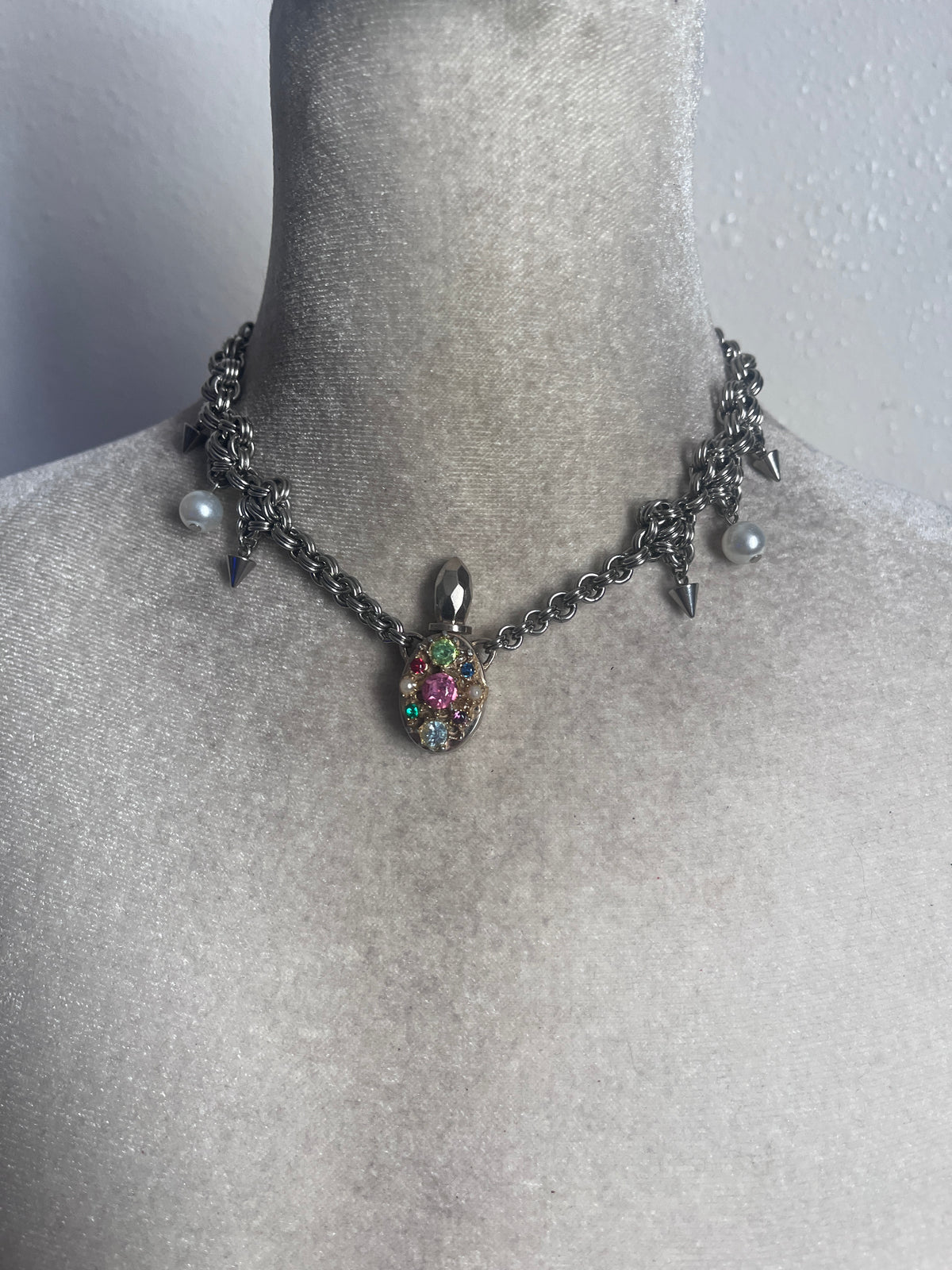 Perfume bottle chainmail choker