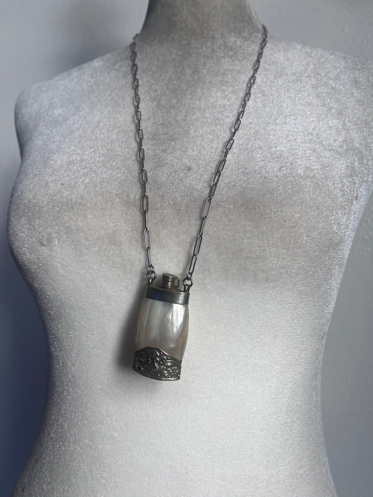 Mother of Pearl perfume bottle necklace