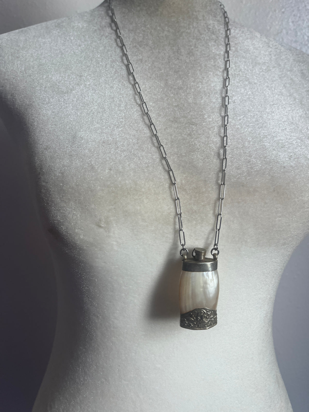 Mother of Pearl perfume bottle necklace