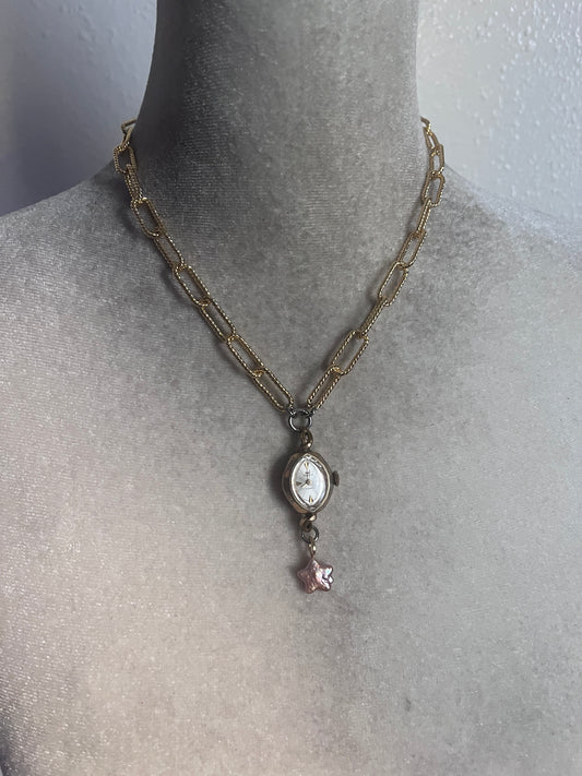 Star pearl watch necklace