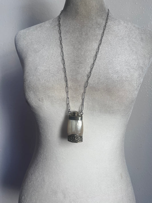 Mother of Pearl perfume bottle necklace