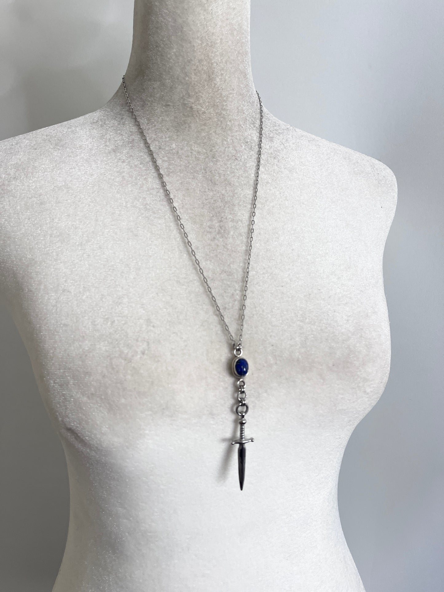 Long Lapis Sword Necklace