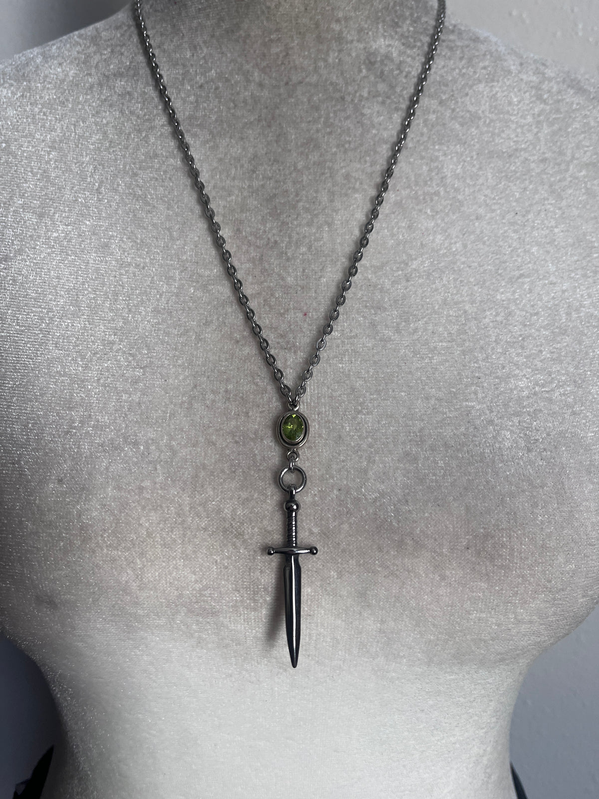 ￼Peridot sword necklace