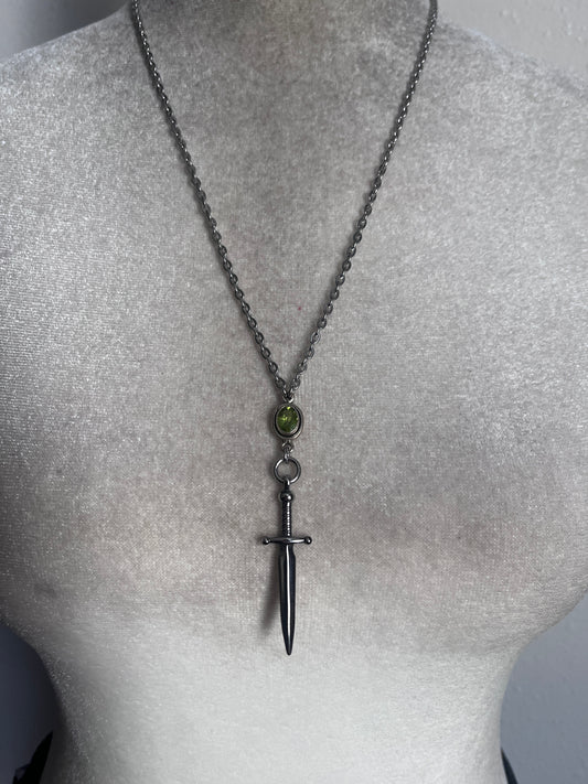 ￼Peridot sword necklace