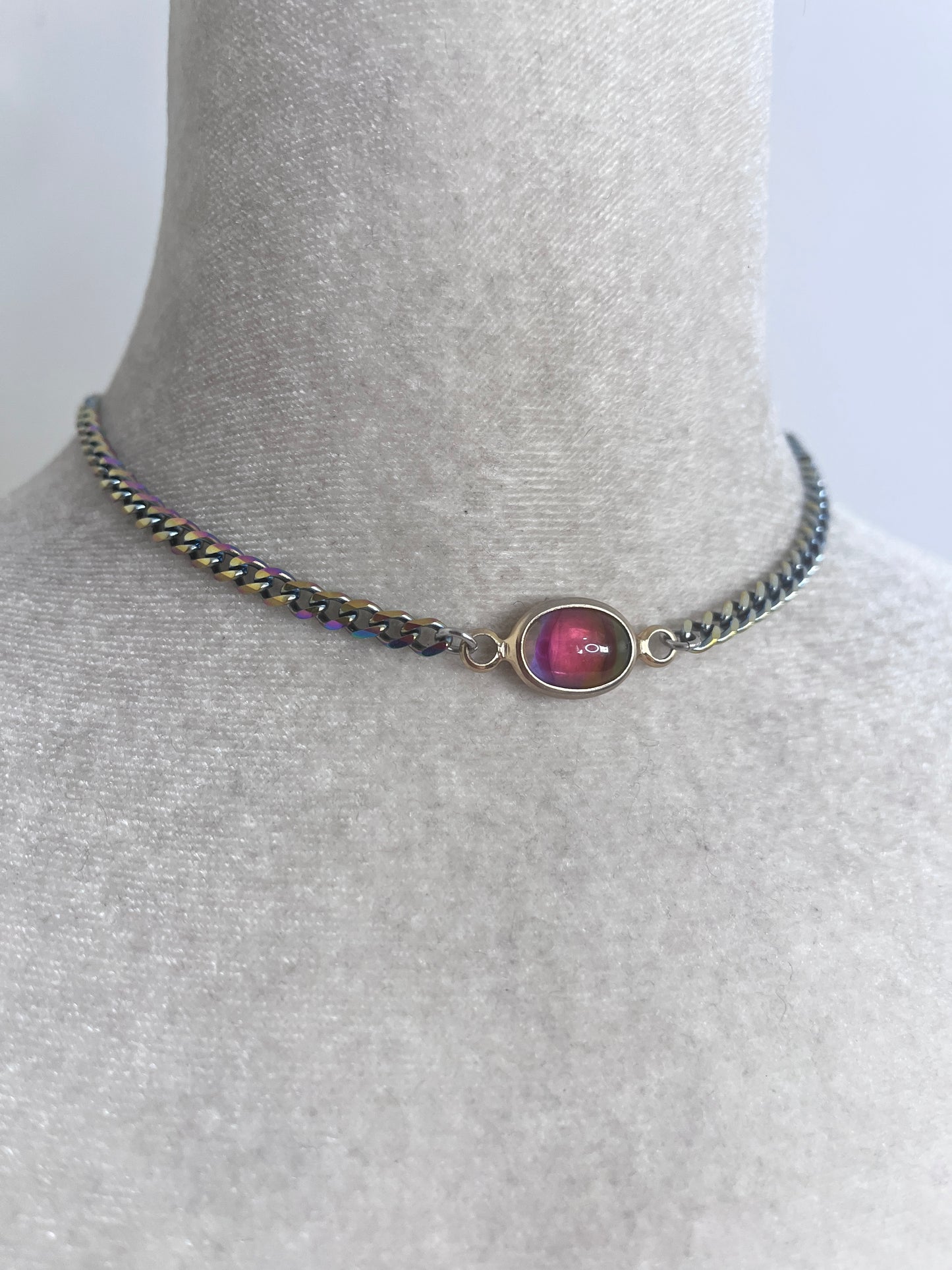 Vintage Rainbow Glass Rainbow chain choker
