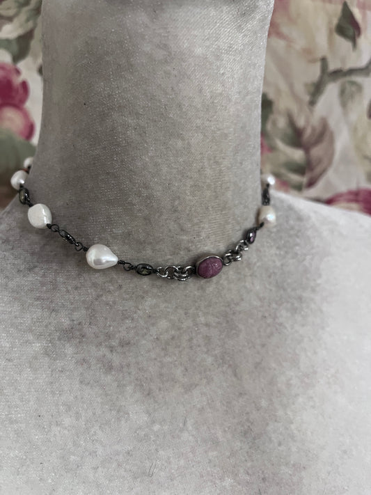 Lucky pinkie scarab and fresh water pearls